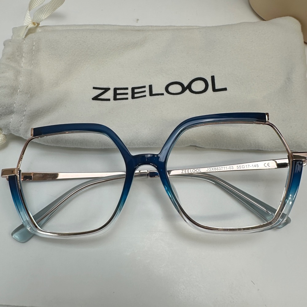 Zeelool Blue Gradient Rose Gold Geometric Eyeglass Frames Only JGX883711-03 - Picture 5 of 5